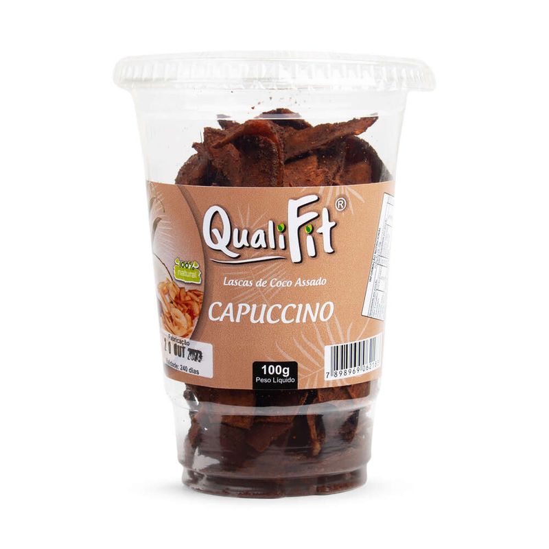 Lascas-de-Coco-Assado-Qualifit-Cappuccino-Copo-100g