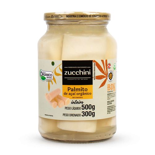 Palmito Orgânico Inteiro Zucchini Vidro 300g
