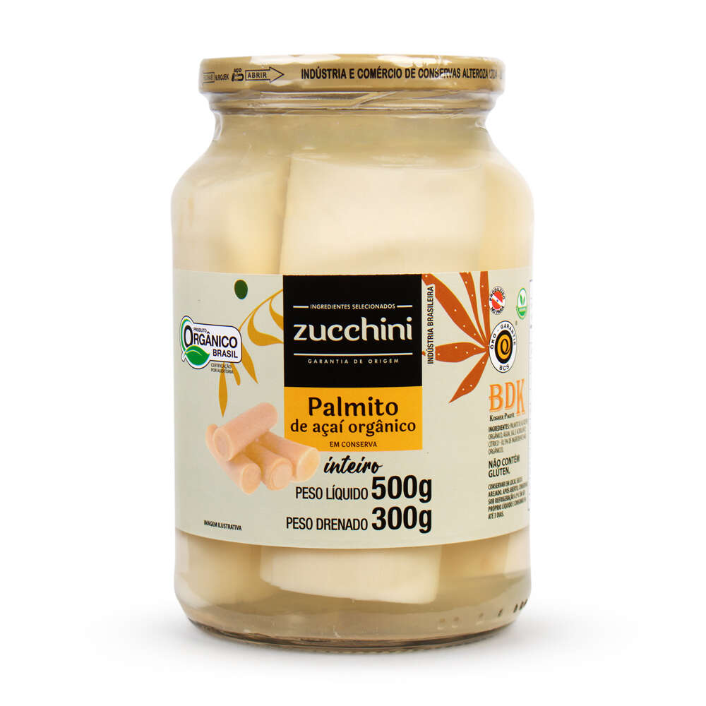 Palmito Orgânico Inteiro Zucchini Vidro 300g
