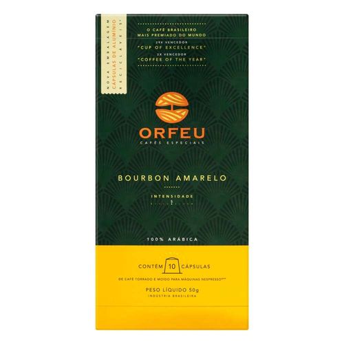 Cápsulas de Café Orfeu Bourbon Amarelo Caixa Com 10 Unidades 50g