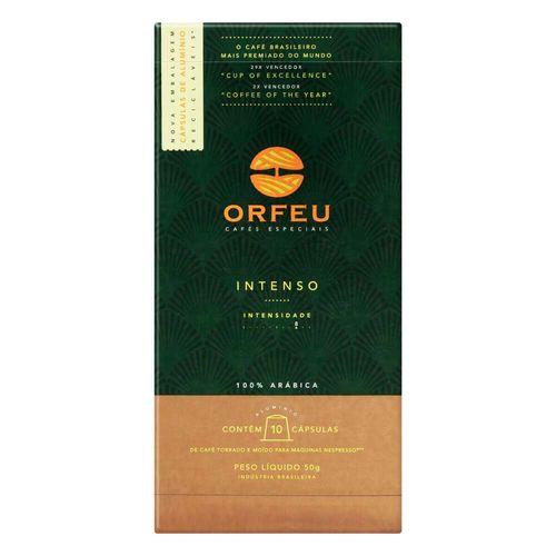 Cápsulas de Café Orfeu Intenso Caixa Com 10 Unidades 50g