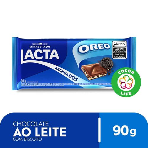 Chocolate ao Leite Recheio Oreo Lacta Pacote 90g