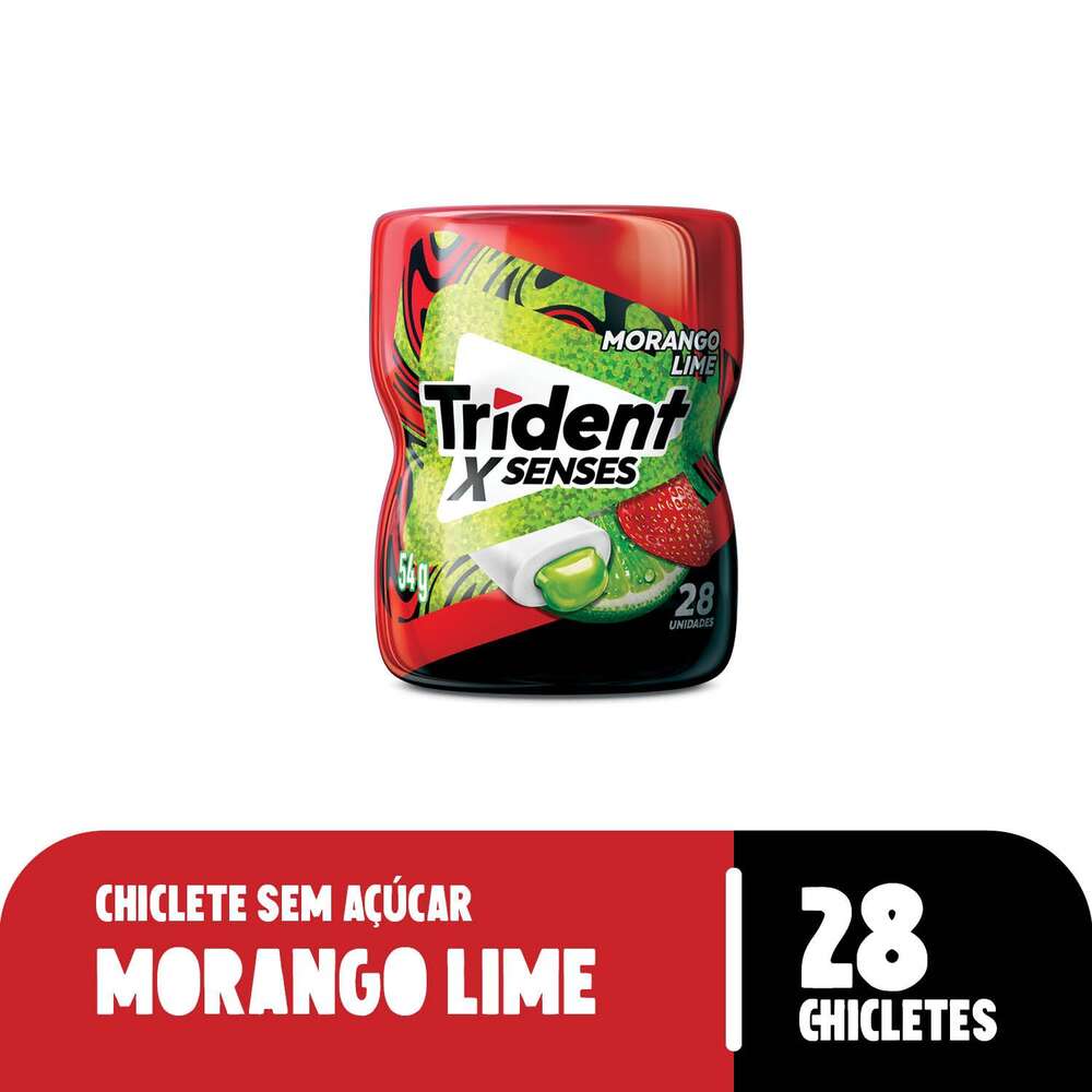 Chiclete Trident X Senses Morango Lime Sem Açúcar Pote 54g