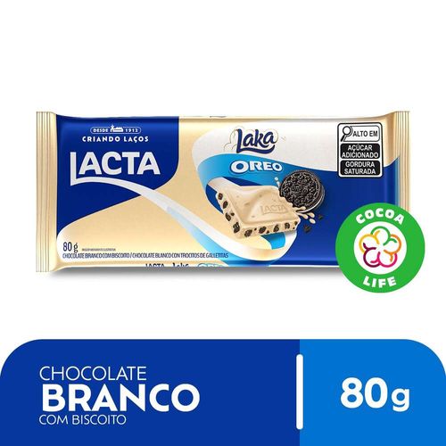 Chocolate Branco com Biscoito Oreo Lacta Laka  80g