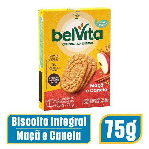 Biscoito Integral Maçã & Canela Belvita Caixa 75g 3 Unidades