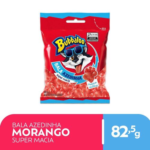 Bala Morango Azedinha Patinhas Bubbaloo Pacote 82,5g