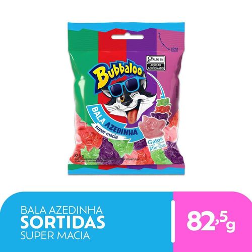 Bala Sortida Azedinha Gatos Bubbaloo Pacote 82,5g
