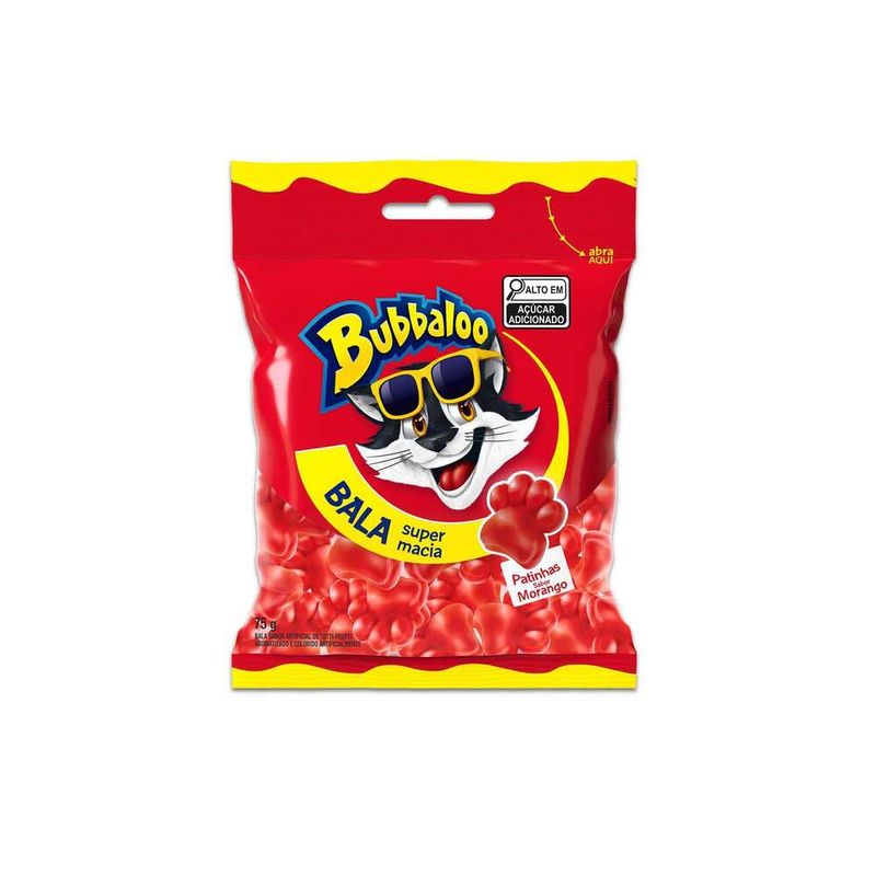 Bala-Morango-Patinhas-Bubbaloo-Pacote-75g