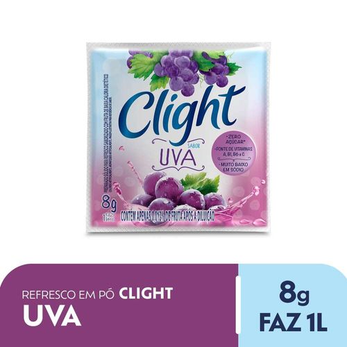 Refresco Em Pó Zero Açúcar Clight Uva Sachê 8g