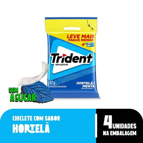 Chiclete Trident Hortelã 32g Pacote com 4 embalagens