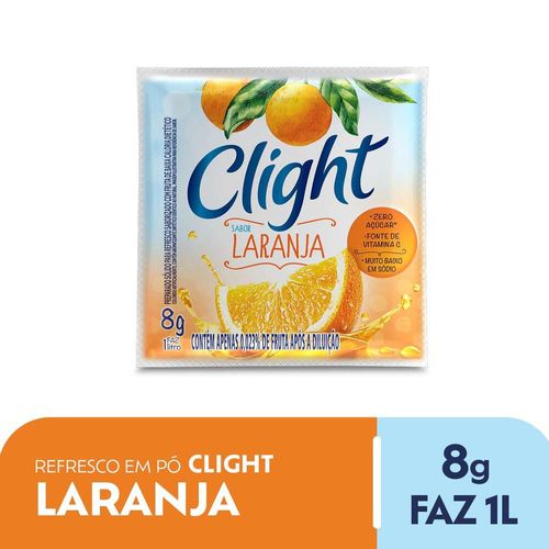 Refresco em Pó Zero Açúcar Clight Laranja Sachê  8 g