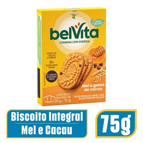 Biscoito Integral Belvita Mel E Cacau Caixa Com 3 Unidades 25g cada