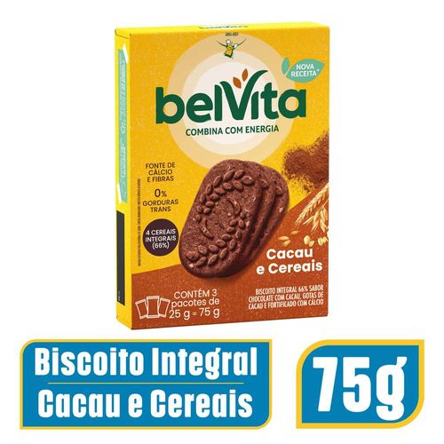 Biscoito Integral Belvita Cacau E Cereais Caixa Com 3 Pacotes 25g Cada