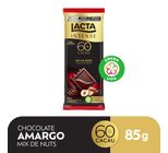 Chocolate Lacta Intense Amargo 60% Cacau Mix de Nuts 85g