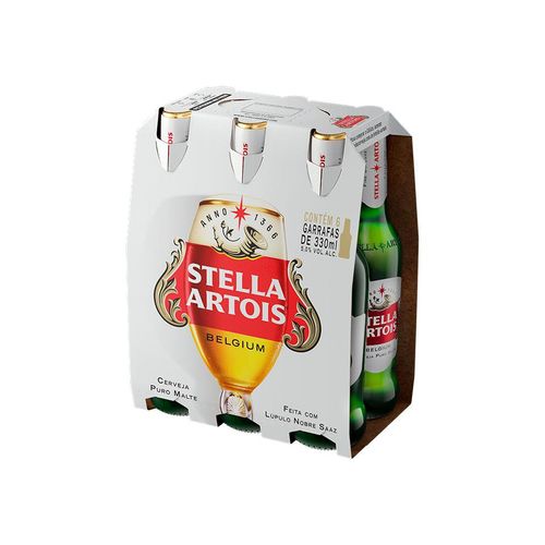 Pack Cerveja Stella Artois Long Neck com 6 unidades 330ml cada
