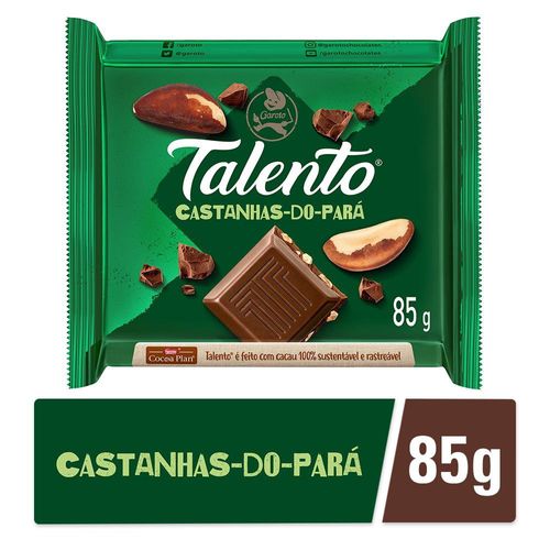 Chocolate Talento ao Leite Castanha do Pará 85g