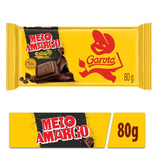Chocolate Meio Amargo Garoto Pacote 80g
