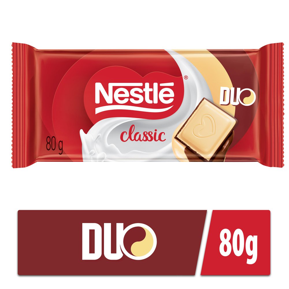 Chocolate Classic Duo Chocolate ao Leite e Branco Nestlé 80g