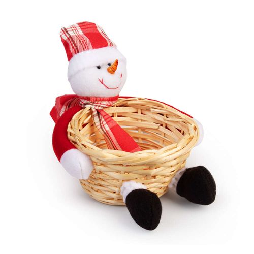 Mini Cesta Decorativa Boneco de Neve