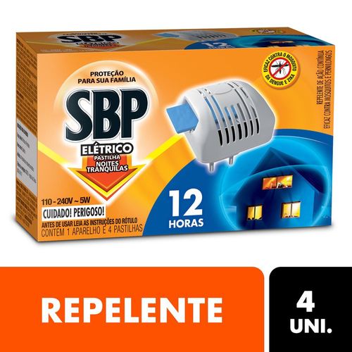 Repelente Aparelho + Refil Sbp Elétrico Com 4 Pastilhas