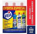 Limpador Multiuso Veja + Banheiro X14 + Desengordurante Cozinha 500ml Cada