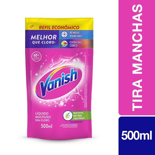 Tira Manchas Líquido Vanish Multiuso 500ml Refil Econômico para roupas coloridas