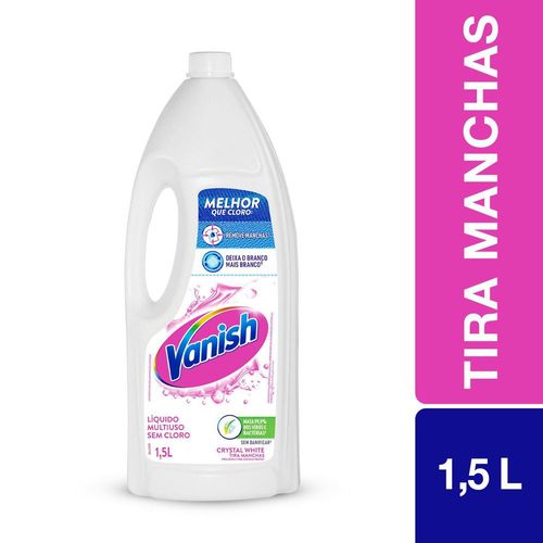 Tira Manchas Líquido Vanish Crystal White 1,5L para roupas brancas