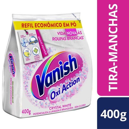 Tira Manchas Vanish em Pó Crystal White Oxi Action para Roupas Brancas Refil  400g
