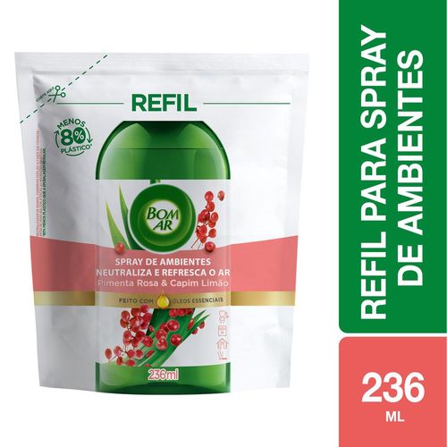 Neutralizador de Odores Pimenta-Rosa & Capim-Limão Bom Ar Sachê 236ml Refil