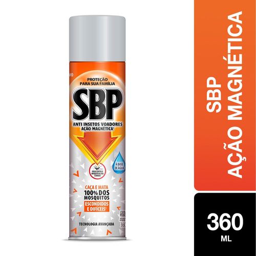 Inseticida Aerossol Ação Magnética Base Água SBP Frasco 360ml Spray