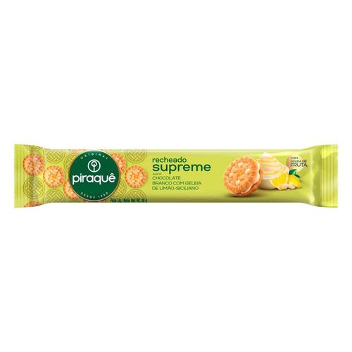 Biscoito Recheio Chocolate Branco com Geleia de Limão-Siciliano Piraquê Supreme Pacote 80g