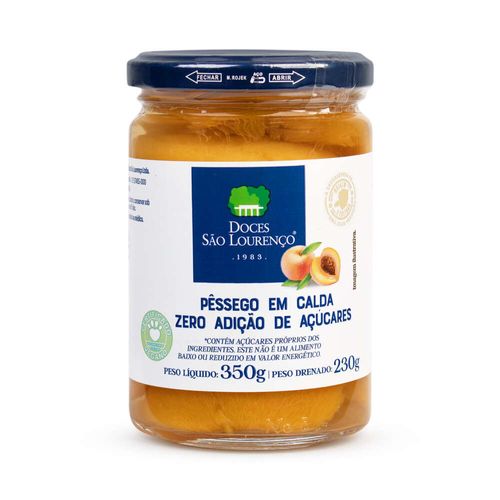 Pêssego em Calda São Lourenço Zero Vidro 350g