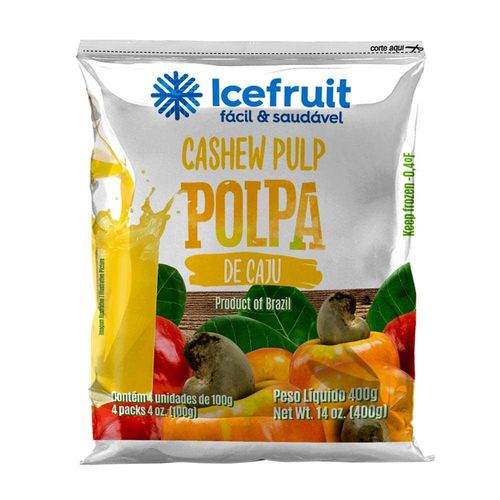 Polpa Congelada Icefruit Caju Pacote com 4 Unidades 100g cada