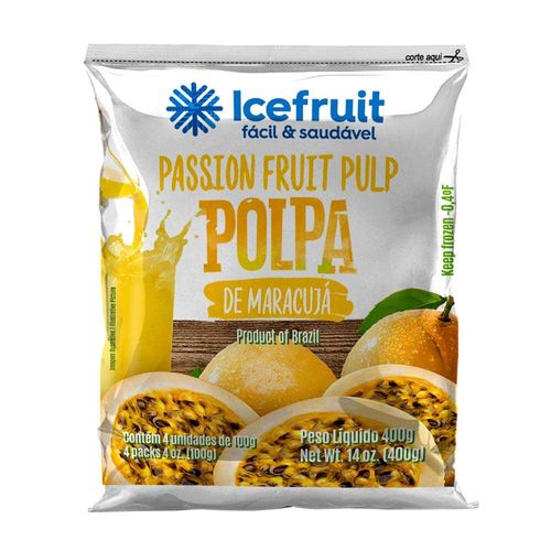 Polpa Congelada Icefruit Maracujá Pacote com 4 Unidades 100g cada
