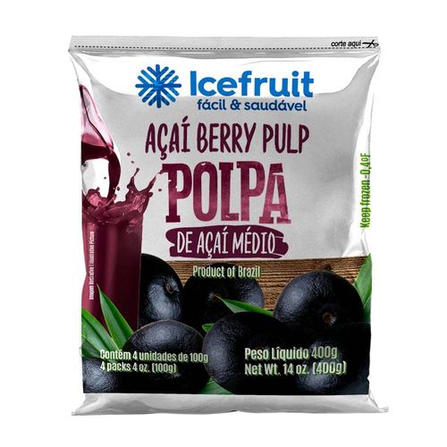 Polpa Congelada Icefruit Açaí Pacote com 4 Unidades 100g cada