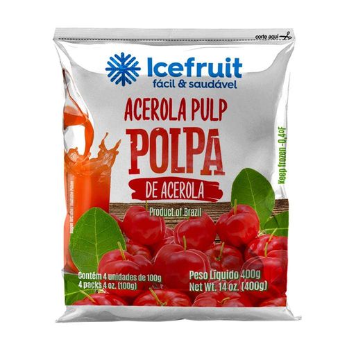 Polpa Congelada Icefruit Acerola Pacote com 4 Unidades 100g cada