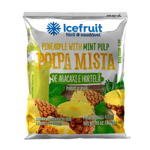 Polpa Congelada Icefruit Abacaxi Com Hortelã Pacote Com 4 Unidades 100g Cada