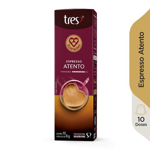 Cápsulas de Café Espresso Atento 3 Corações com 10 Unidades