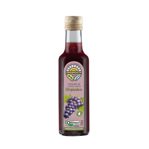 Vinagre de Vinho Tinto Orgânico Organovita Garrafa 250ml