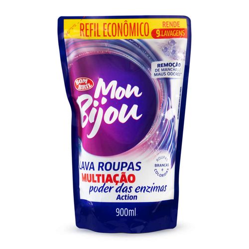 Lava Roupas Líquido Mon Bijou Multiação 900ml Refil Econômico