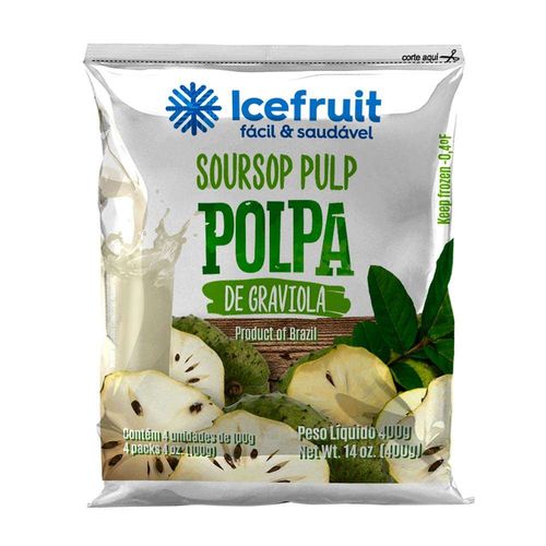 Polpa Congelada Icefruit Graviola Pacote com 4 Unidades 100g cada