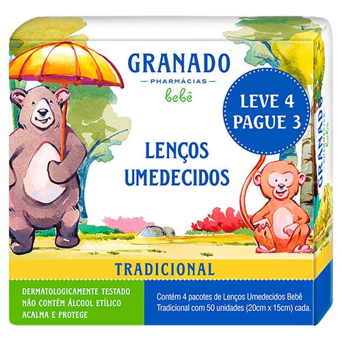 Kit Lenço Umedecido Granado Bebê Leve 4 Pague 3