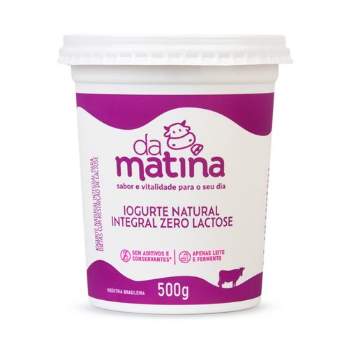 Iogurte Natural Zero Lactose Da Matina Pote 500g