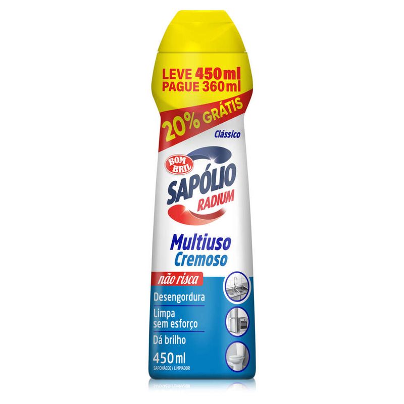 Saponaceo-Cremoso-Multiuso-Classico-Sapolio-Radium-450ml-20--Gratis