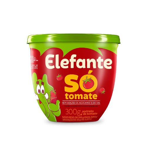 Extrato de Tomate Sem Açúcar Elefante Só Tomate Pote 300g