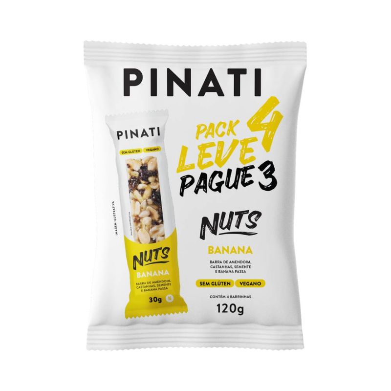 Barra-de-Nuts-Sem-Gluten-Vegana-Pinati-Banana-Leve-4-Pague-3-Unidades-30g-cada