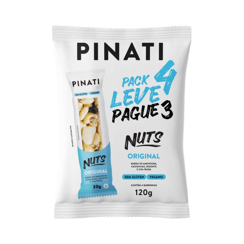 Barra-de-Nuts-Sem-Gluten-Vegana-Pinati-Original-Leve-4-Pague-3-Unidades-30g-cada