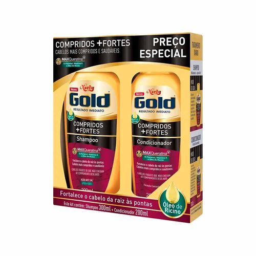 Kit Shampoo e Condicionador Niely Gold Compridos + Fortes