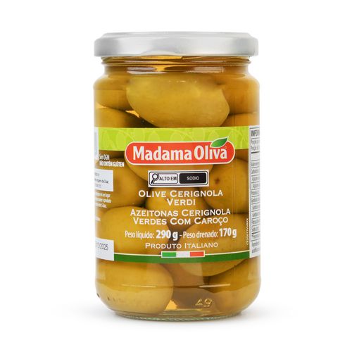 Azeitona Verde Italiana Madama Oliva Cerignola Vidro 290g