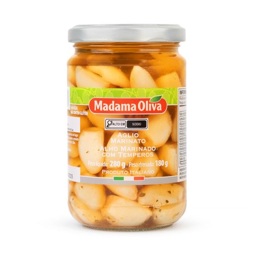 Alho Italiano Marinado com Tempero Madama Oliva Vidro 280g